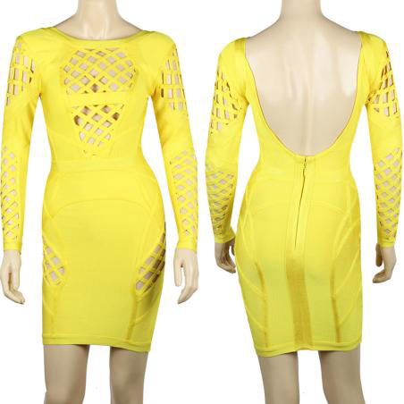 Bangage Yellow Mid Sleeve Dress
